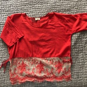 Dries Van Noten cropped red blouse